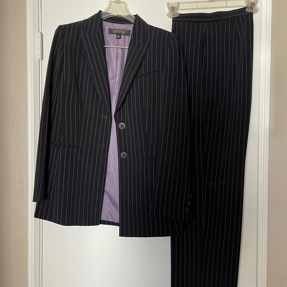 Kasper Black Pinstripe Women's Suit